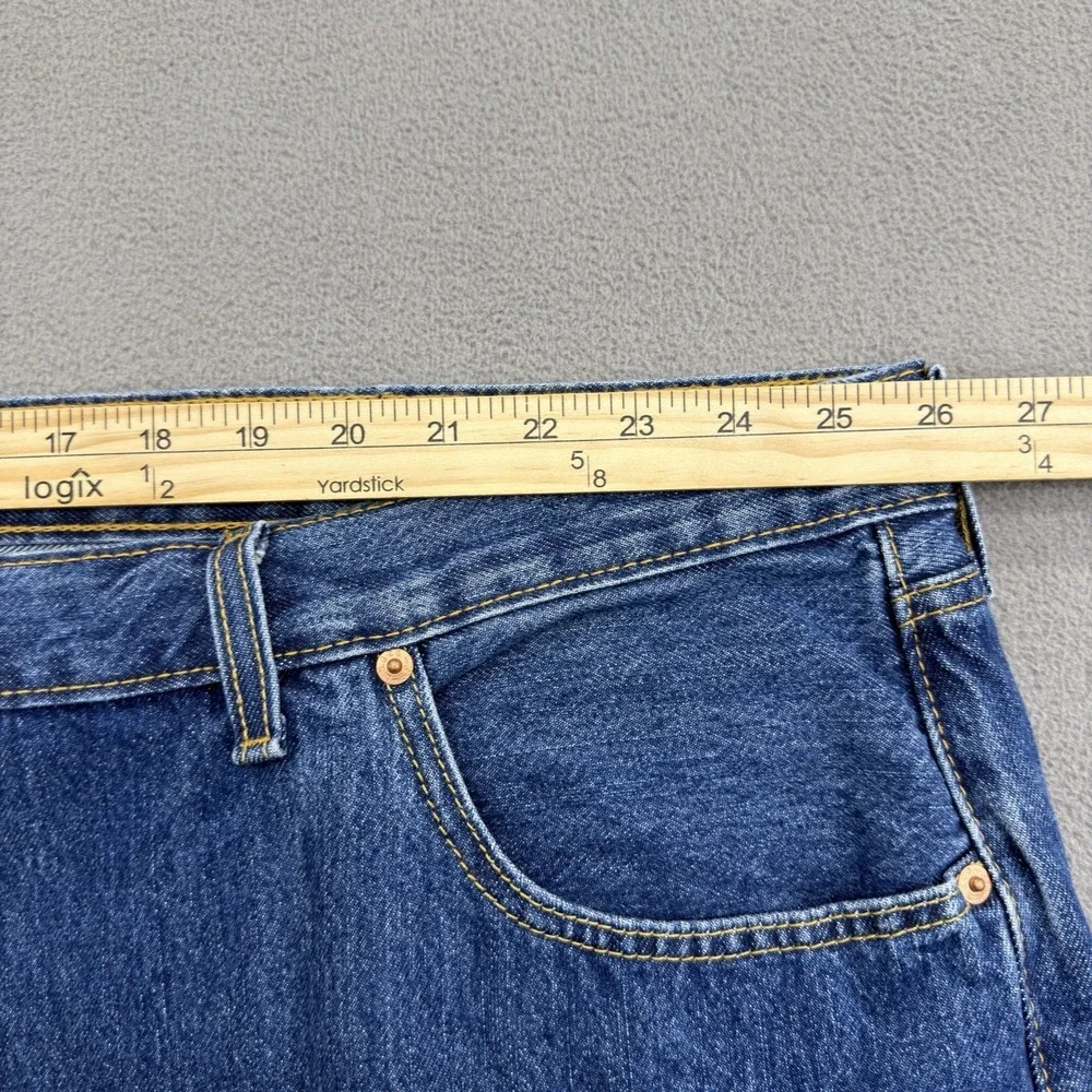 Levis 501 Original Fit Jeans Mens 52x27 Big & Tall Dark Wash Blue Button Fly